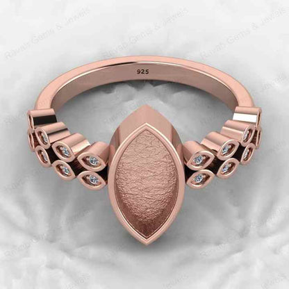 High Quality 925 Sterling Silver 12x16mm Marquise Semi Mount Blank Bezel Setting Ring Good for Resin Gemstone Jewelry Component