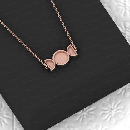Best Quality 925 Half Moon Round Collet Bezel Cup Semi Mount Charm Pendant Necklace Setting Jewelry Findings Components