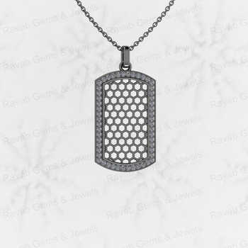 Solid 925 Silver CZ Diamond Personalized Rectangular Pattern Fine Pendant Necklace Men Hip Pop Style Zircon Fine Pendants Charms