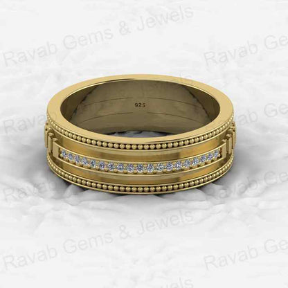 Best Selling 925 Silver 6mm Wide Band Pave CZ Diamond Designer Unique Statement Cigar Women Eternity Vermeil Ring Fine Jewelry
