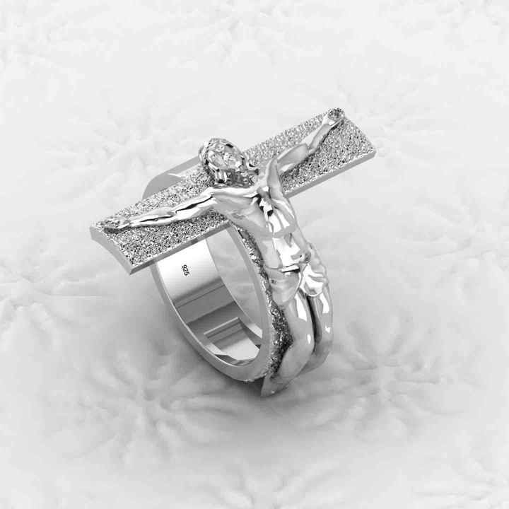 Hot Selling 925 Sterling Silver Crucifix Spiritual Catholic Faith Emblem Jesus Cross Christ Ring Personalized Men's Fine Jewelry