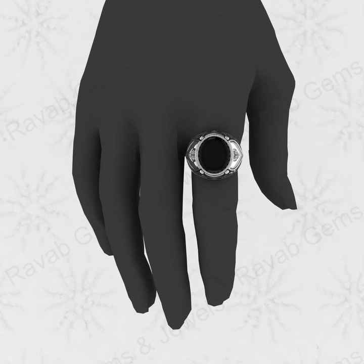 Top Selling Customized Jewelry Solid 925 Sterling Silver 13x15mm Oval Black Onyx Gemstone Classic Turkish Signet Ring for Man