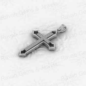 Handmade 925 Sterling Silver 24x35mm Long Cross Pendant CZ Diamond Micro Pave Set 18\" Necklace Keepsake Fine Pendants Charms