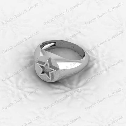 Genuine 925 Sterling Silver Star of David Semi Mount Signet Ring DIY Bezel Setting for Ashes Resin Breastmilk Keepsake Jewelry