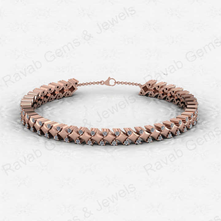 Best Quality Solid 925 Sterling Silver 18K Gold Plated Square Beaded Link Chain CZ Prong Setting Tennis Bracelet for Women