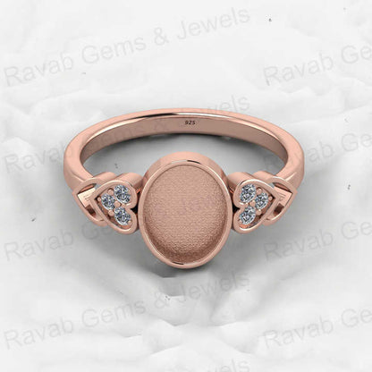 Best Selling 925 Sterling Silver 7X9mm Oval With CZ Semi Mount Ring Setting Resin Ashes Breastmilk Keepsake Jewelry Findings