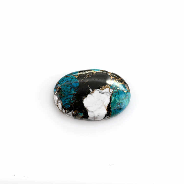 White Buffalo Kingman Turquoise 20x30mm Oval Shape Flat Back Calibrated Loose Gemstone Cabochon for Making 18k Gold Jewelry