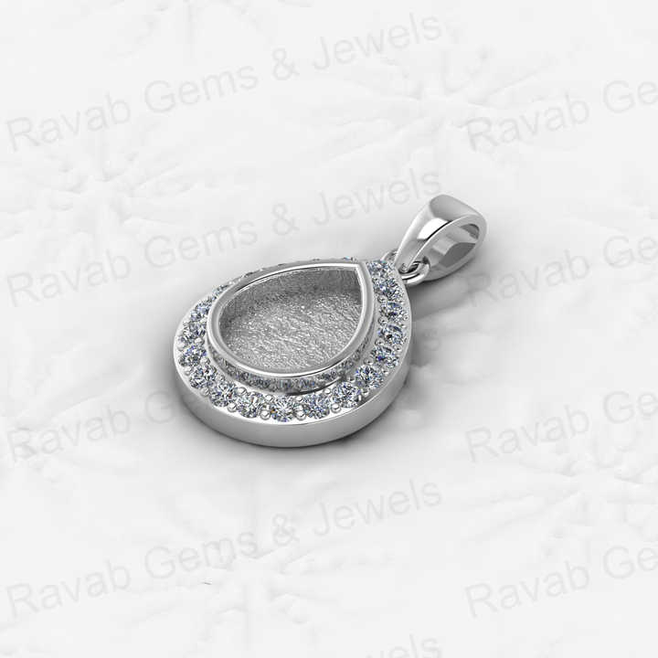 New Arrival 925 Sterling Silver 8x10mm Charm Pendant Semi Mounting Tear Drop Pear Surrounded by CZ for Resin Ashes Work Jewelry