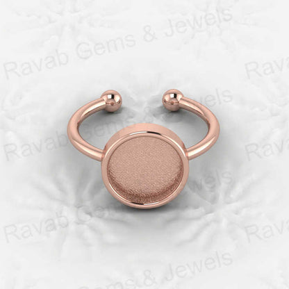 Best Quality Solid 925 Sterling Silver 10mm Semi Mount Ring Adjustable Blank Setting Resin Ashes Jewelry Findings Components