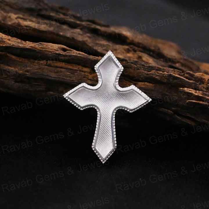Genuine 925 Silver 25x20mm Designer Gothic Cross Blank Bezel Semi Mount Charm Pendant for Resin & Ashes Work Keepsake Jewelry