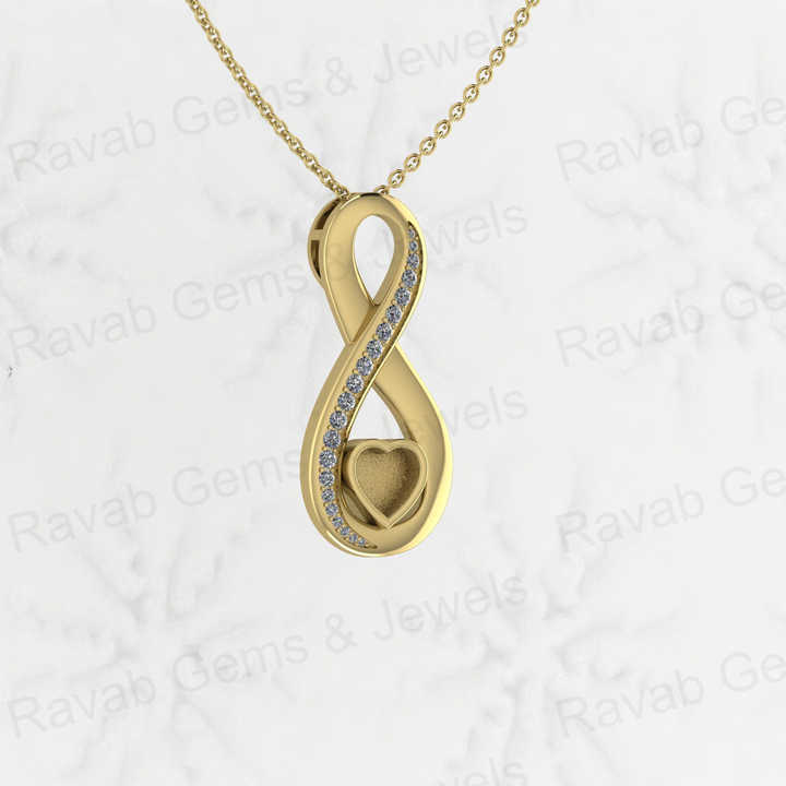 High Quality 925 Silver Blank Bezel Semi Mount Setting 6mm Infinity Heart Charm Zircon Pendant Jewelry for Resin Ashes and Stone
