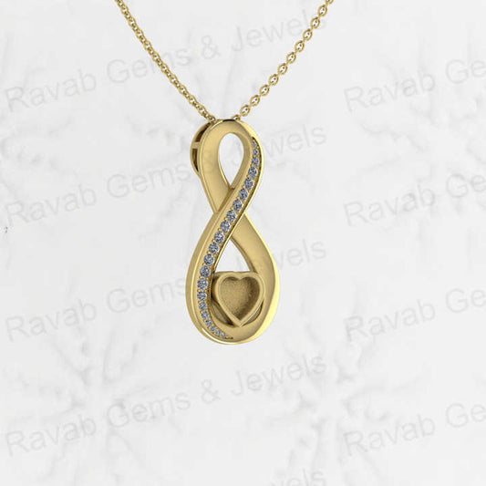 High Quality 925 Silver Blank Bezel Semi Mount Setting 6mm Infinity Heart Charm Zircon Pendant Jewelry for Resin Ashes and Stone