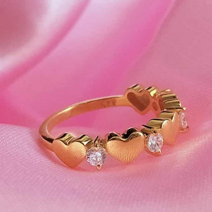 Genuine Cubic Zircon 3mm 5x6mm Heart Shape Prong Setting 18k Gold Plated Solid 925 Sterling Silver Minimalist Party Wear Ring