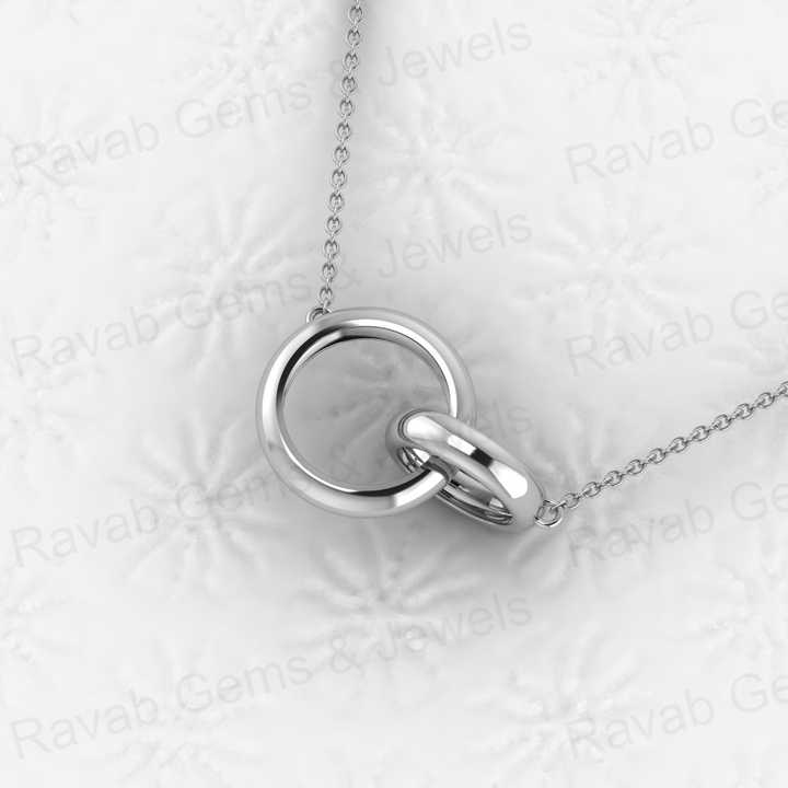 Top Quality Genuine Solid 925 Sterling Silver 26mm Interlocking Circles Charm Necklace Girlfriend Gift Memorial Fine Pendant