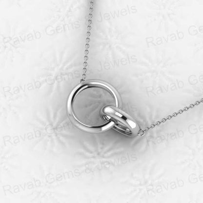 Top Quality Genuine Solid 925 Sterling Silver 26mm Interlocking Circles Charm Necklace Girlfriend Gift Memorial Fine Pendant