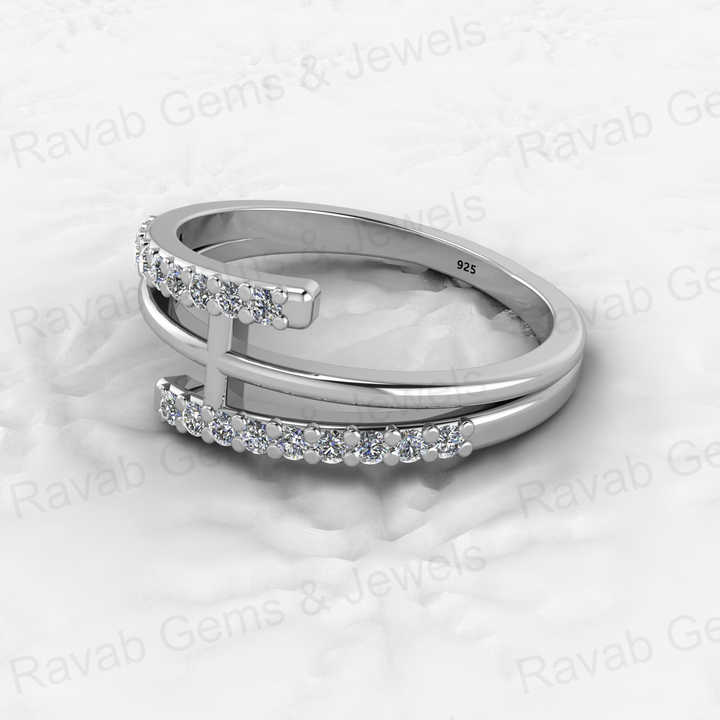 New Arrival Genuine 925 Silver Gold Vermeil Cross Multi Eternity Diamond CZ Band Engagement Ring for Women Fine Jewelry