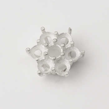 Solid 925 Silver 13.5mm Cluster Prong Blank Bezel Setting Collet High Quality Mounting Jewelry for DIY Pendant Components