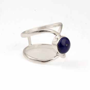 Top Selling Summer Sale 8mm Lapis Lazuli Stone Handmade Sterling Silver Fine Jewelry Double Band Dainty Ring for Women