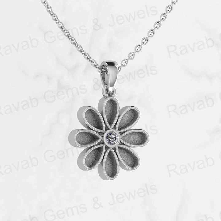 925 Sterling Silver With CZ 17x23mm Flower Design Blank Charm Pendant Setting for Resin & Ashes Keepsake Memorial Jewelry