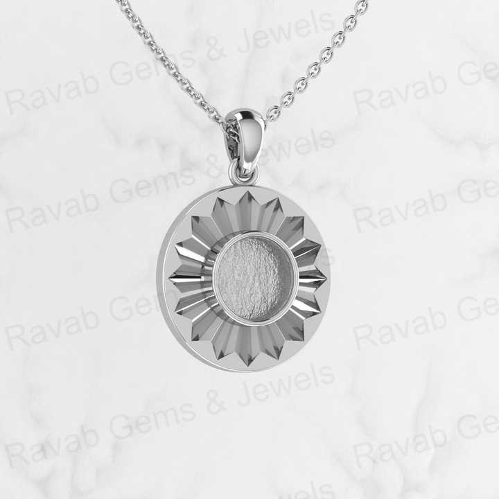 High Quality 925 Sterling Silver Sunburst Semi Mount Blank Pendant 26x18mm Sunbeam Design for Resin &amp; Ashes Work Necklace