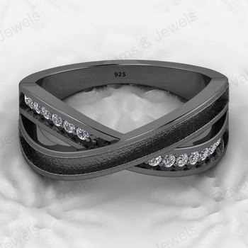 High Quality 925 Sterling Silver Cross Band Semi Mounting Bezel Ring Setting With CZ Resin Ashes Work Customizable Size Jewelry