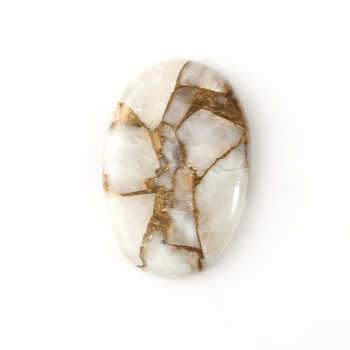 Oval Shape Flatback Large Cabochon Natural Polished 20x30mm Smooth White Calcite Copper Jewelry Making Loose Gemstone