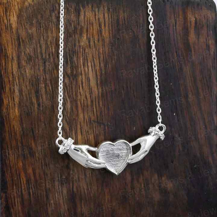 High Quality 925 Silver CZ Celtic Claddagh Wings of Love Heart Blank Charm Pendant Stone Setting & Ashes Resin Keepsake Jewelry