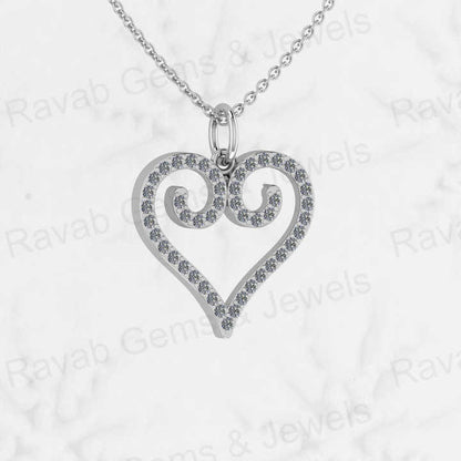 Best Quality Solid 925 Sterling Silver Flower Swirl Heart Fine Fashion CZ Pendant for Women Valentine Best Gift Necklace