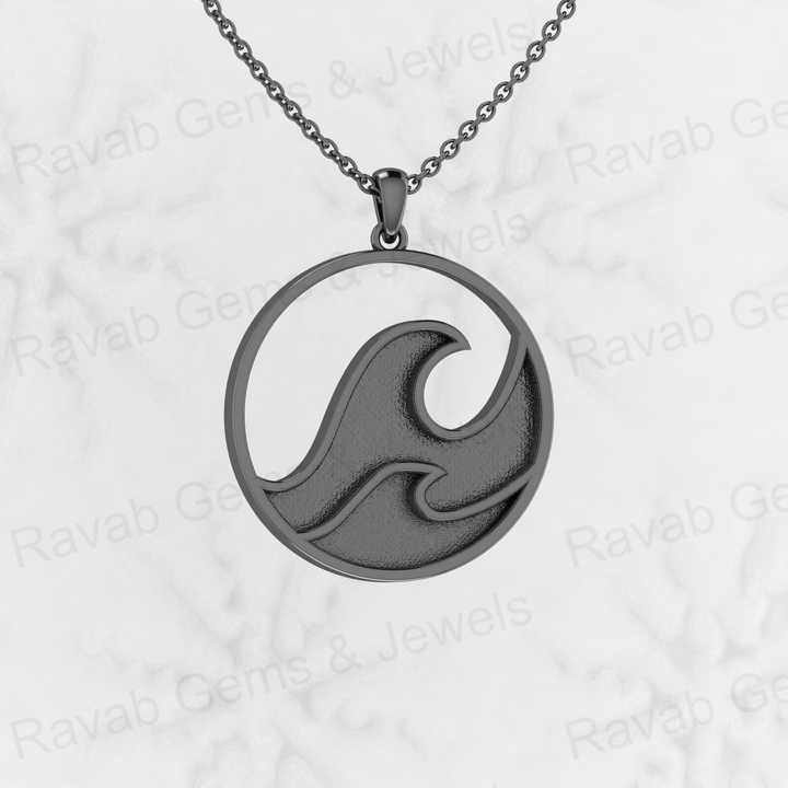Genuine Sterling Silver 25mm Wave Design Semi Mount Blank Setting Charm Pendant for Resin Ashes Work Necklace Jewelry Findings