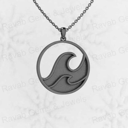 Genuine Sterling Silver 25mm Wave Design Semi Mount Blank Setting Charm Pendant for Resin Ashes Work Necklace Jewelry Findings