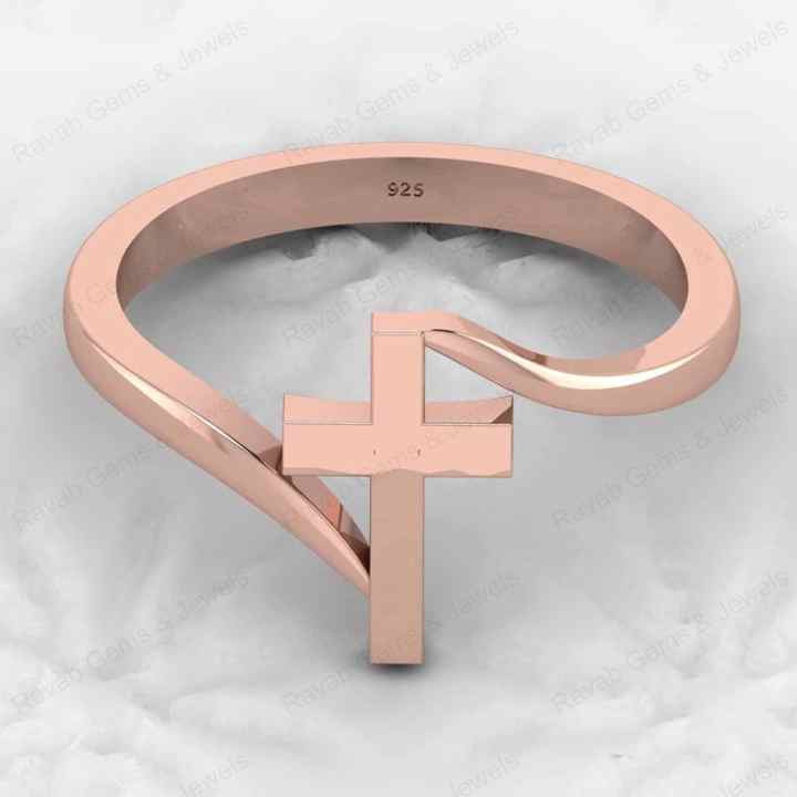 Top Selling Genuine 925 Sterling Silver Gold Vermeil Holy Cross Twisted Eternity Band Ring Ring Fine Personalized Jewelry