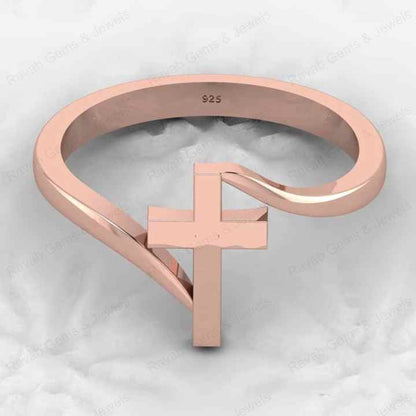 Top Selling Genuine 925 Sterling Silver Gold Vermeil Holy Cross Twisted Eternity Band Ring Ring Fine Personalized Jewelry