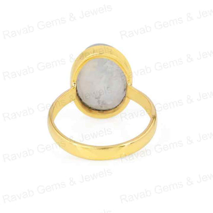 Handmade 10x14mm Oval Cut Natural Rainbow Moonstone Healing Crystal Vermeil 925 Silver Eternity Band Ring Fine Jewelry For Women