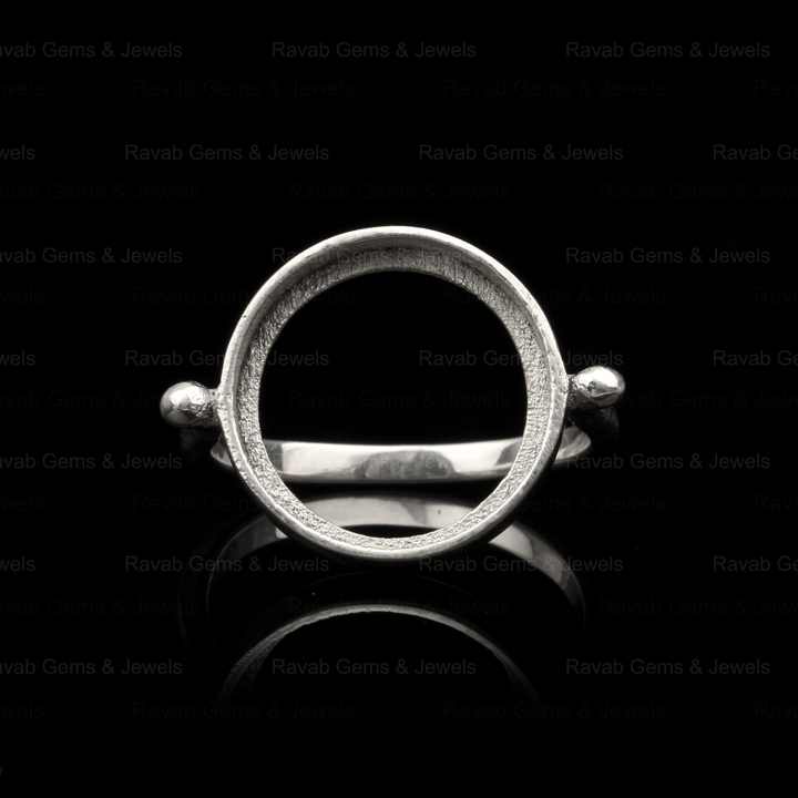 Top Selling Sterling Solid Silver 12mm Round Coin Eternity Band Semi Mount Blank Bezel Setting Ring Good for Gemstone Jewelry