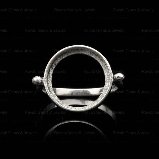 Top Selling Sterling Solid Silver 12mm Round Coin Eternity Band Semi Mount Blank Bezel Setting Ring Good for Gemstone Jewelry