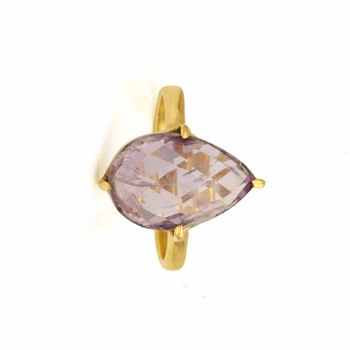 Best Selling 18K Gold Plated Sterling Silver Prong Ring Handmade Indian Jewelry Pink Amethyst Bezel Unisex Trendy Wedding Ring