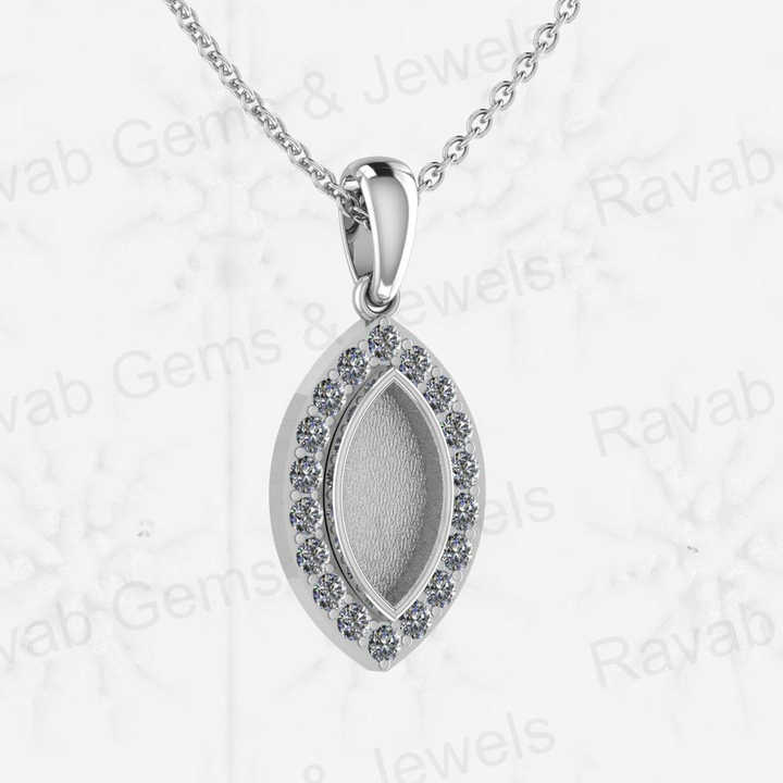 Top Quality 925 Sterling Silver Zircon 6x12mm Marquise Semi Mounting Charm Pendant Setting for DIY Jewelry Findings & Components