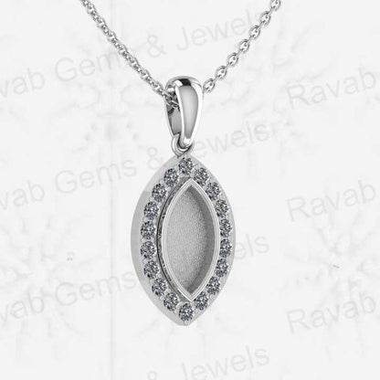 Top Quality 925 Sterling Silver Zircon 6x12mm Marquise Semi Mounting Charm Pendant Setting for DIY Jewelry Findings & Components