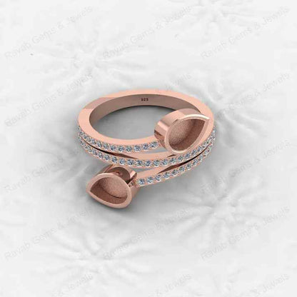 High Quality 925 Solid Silver 7x5mm Pear Blank Bezel Base Ring Gemstone CZ Setting DIY Breast Milk Ashes Resin Keepsake Jewelry