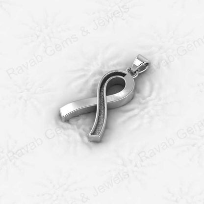 925 Sterling Silver Breast Cancer Ribbon Charm Semi Mount Blank Setting Pendant Good for Ashes & Resin Work Breastmilk Keepsake