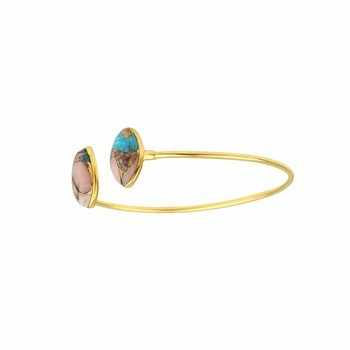 Best Quality Adjustable Cuff Gift Solid 925 Sterling Silver 18K Gold Plated Trendy Natural Pink Opal Fine Chain Link Bracelets