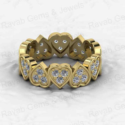 Best Selling 925 Silver Gold Vermeil CZ Diamond Full Eternity Heart Wedding Band Love Song Women Ring Personalized Fine Jewelry