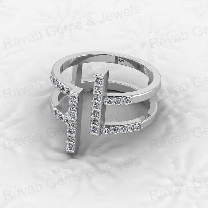 Best Selling 925 Silver Gold Vermeil Spiral Bar CZ Brilliant Eternity Double Band Adjustable Dainty Women Ring for Fine Jewelry