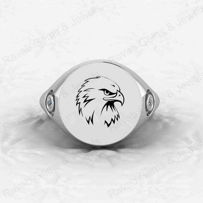 Best Quality Solid 925 Sterling Silver Cubic Zirconia Eagle Bird Engraved Ring for Men's Fine Birds Lover Handmade Jewelry