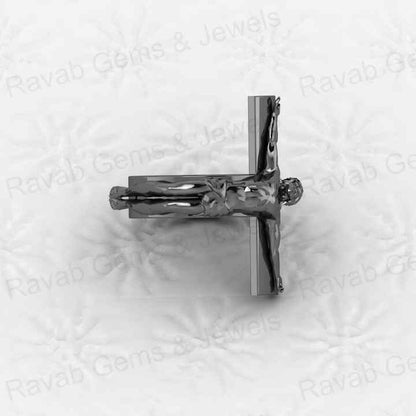 Hot Selling 925 Sterling Silver Crucifix Spiritual Catholic Faith Emblem Jesus Cross Christ Ring Personalized Men's Fine Jewelry