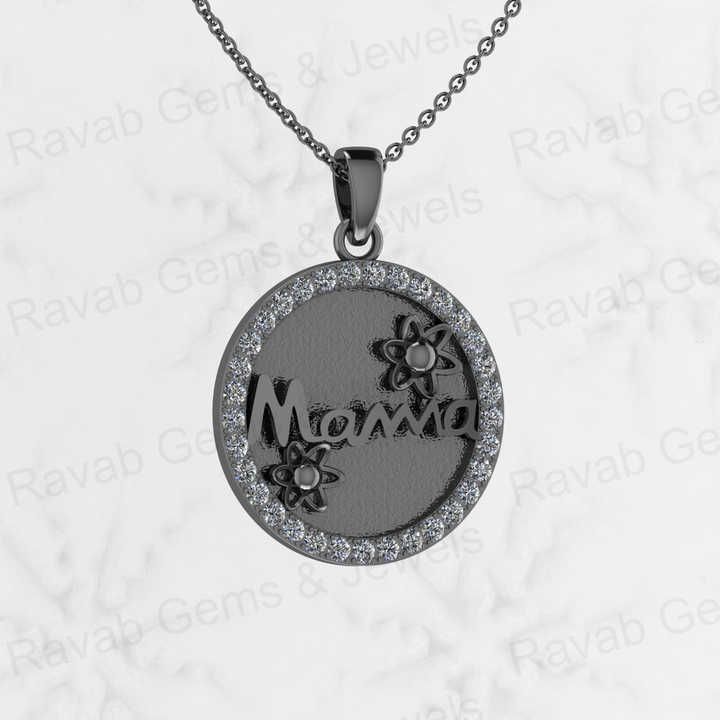 Genuine 925 Silver 25mm Circle Mother Love Initial Letter Semi Mounting Charm Pendant for Resin & Ashes Breastmilk CZ Jewelry