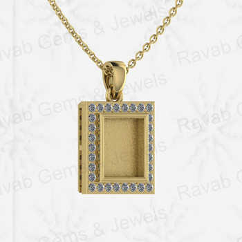 8x10mm Rectangle CZ Blank Bezel Setting High Quality 925 Solid Silver Pendant Charm Breastmilk DIY Keepsake Jewelry Findings