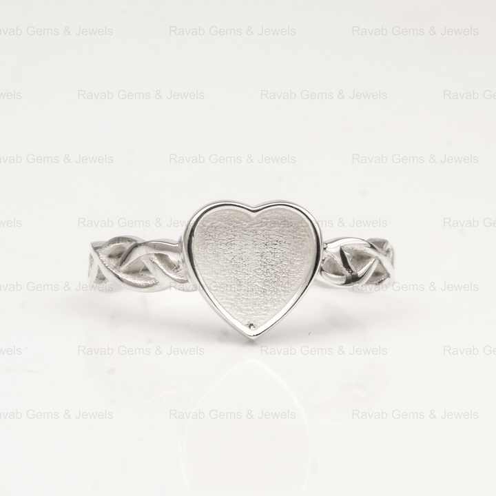 Top Quality Solid 925 Silver Semi Mount Setting Ring Half Infinity 5mm Heart Shape Blank Base Bezel Resin Ashes Keepsake Jewelry