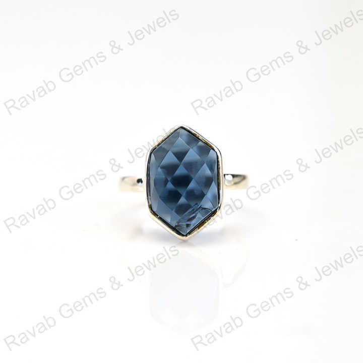 Best Selling Solid 925 Sterling Silver Neon Apatite Hydro Quartz Checker Cut Setting Ring for Women Fine Handmade Jewelry