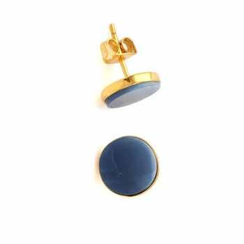 Best Quality 925 Sterling Silver Jewelry Natural Blue Opal Stud Earrings Gold Plated for Women for Anniversaries Fine Jewelry